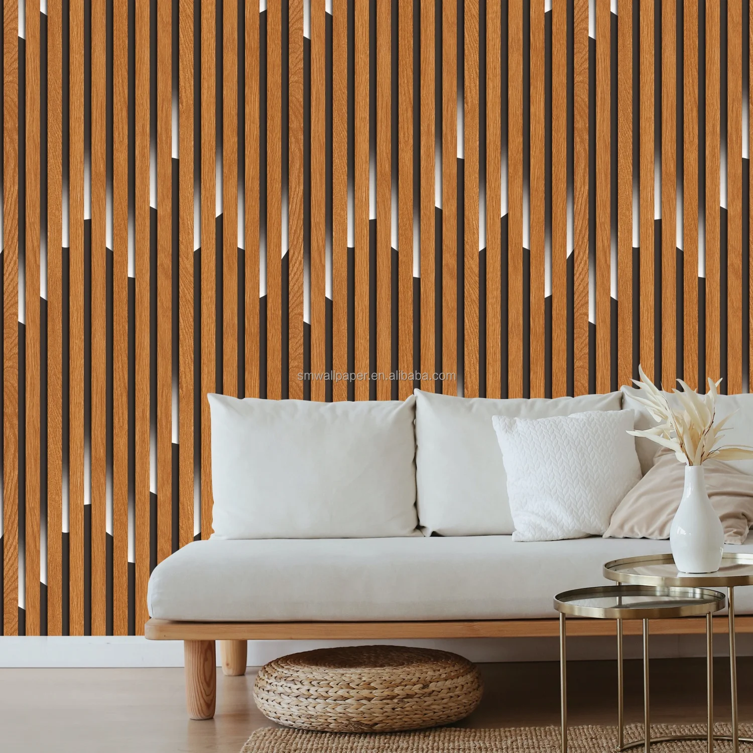 Waterproof 3D Wallpaper Bedroom Living Room Office Hotel Background Room Wallpaper Modern Wooden Board Wallpaper