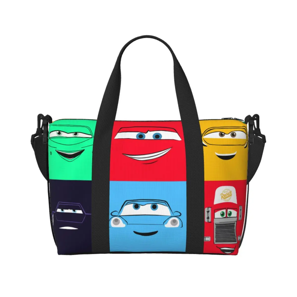 

Custom Cartoon Cars Face Animation Groceries Shopping Tote Bag Women Big Capacity Racing Beach Gym Travel Bags