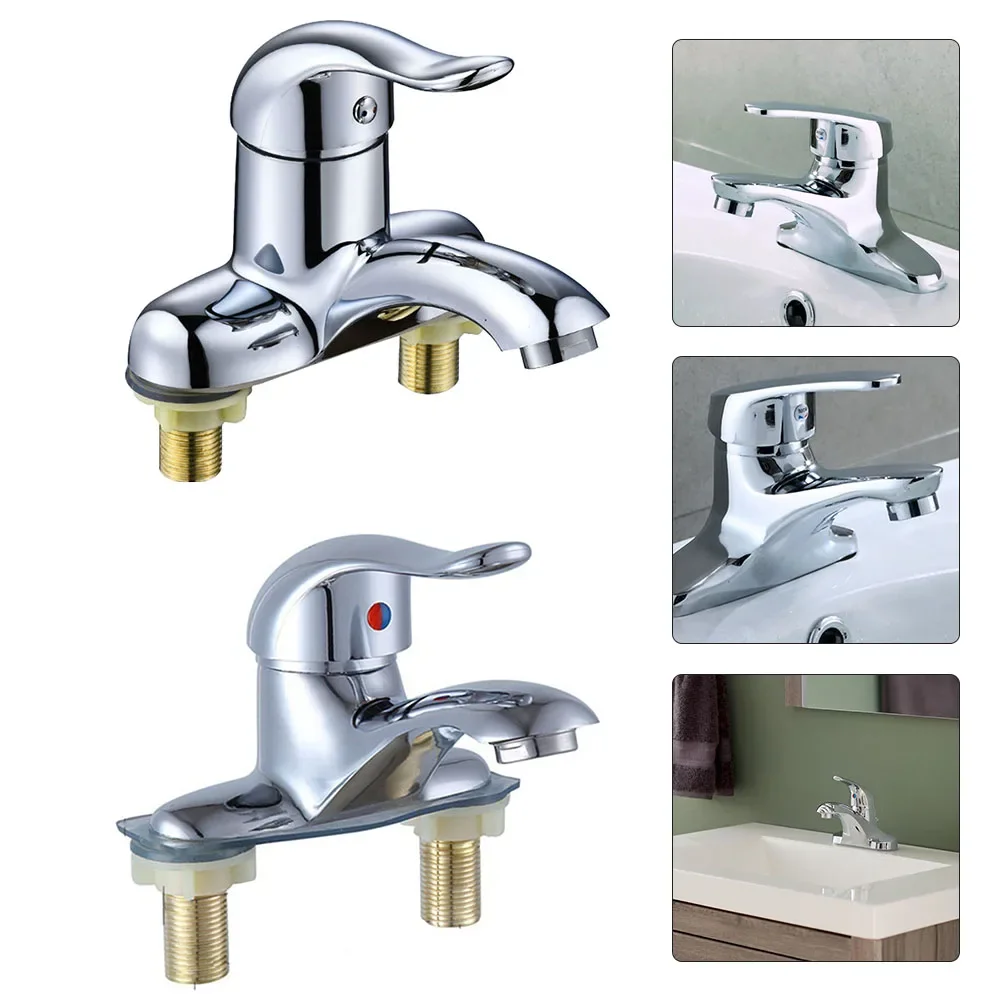 Bathroom Faucet Steel Basin Mixing Valve Switch Faucet Double-Hole Basin Hot Cold Water Faucet For Toilet Kitchen Bathroom