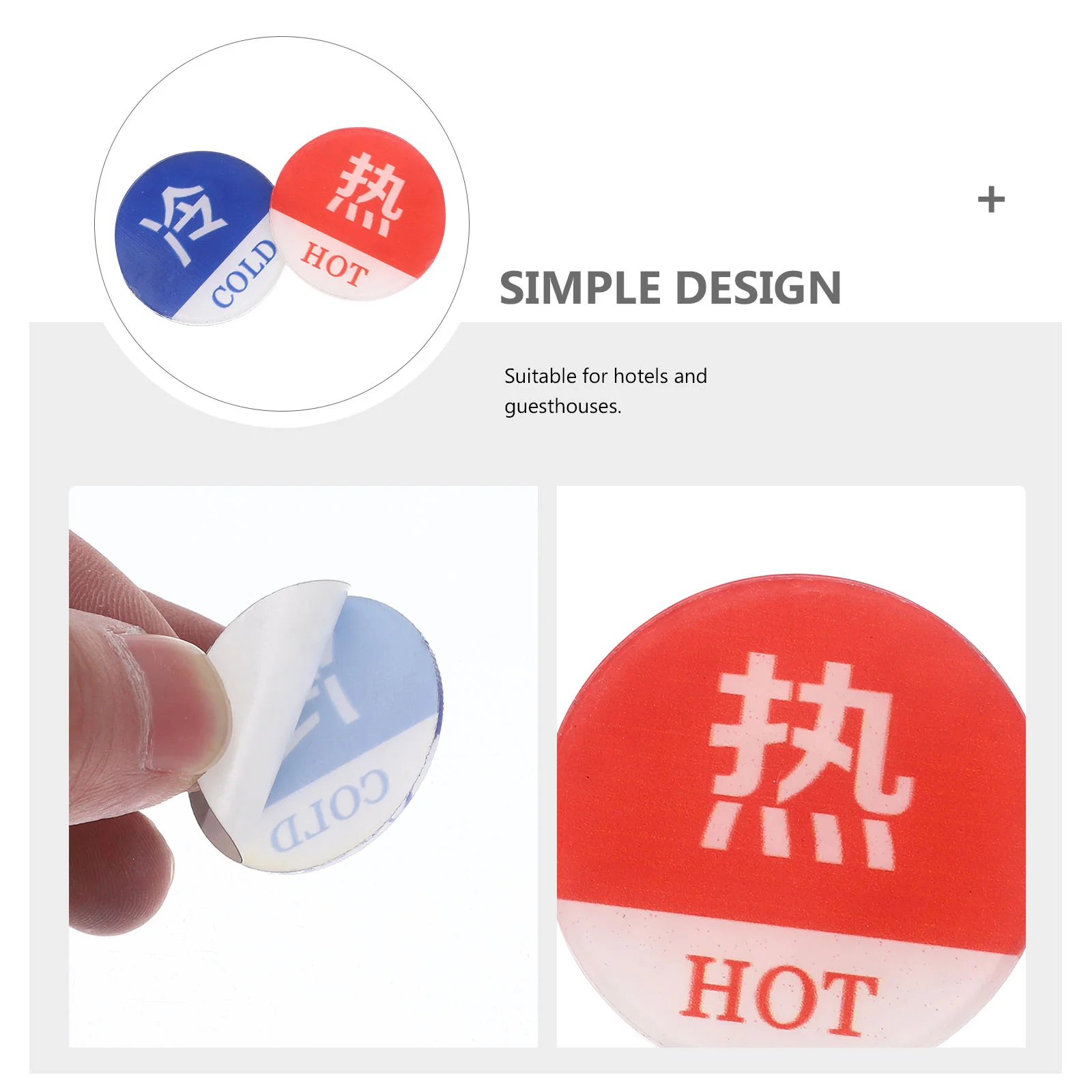 1 Pair Cold And Hot Water Labels Bathroom Hot /cold Water Stickers Acrylic Sticker Signs