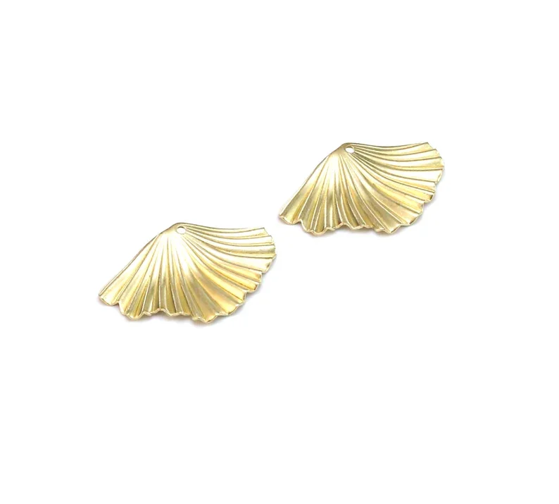 20pcs Textured Leaf Pendant, Brass Shell Earring Charms, Jewelry Making, Earring Findings, Necklace Pendant, 31x20.7mm - R2736