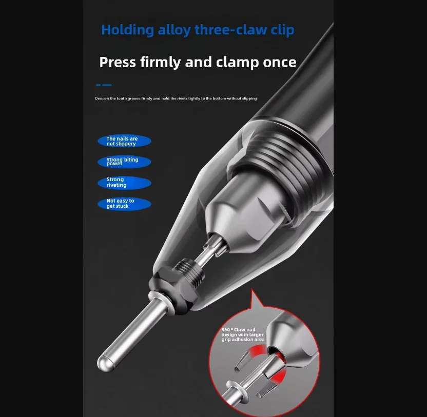 مسدس برشام كهربائي لاسلكي 110 فولت/220 فولت يعمل ببطارية ليثيوم أوتوماتيكي صغير الجوز المبرشم B