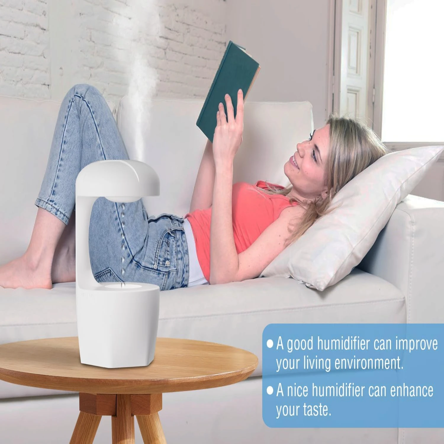 Humidificadores para dormitorio, humidificador antigravedad, humidificador de gota de agua con luz nocturna, humidificador de nube de lluvia, baba de alta capacidad