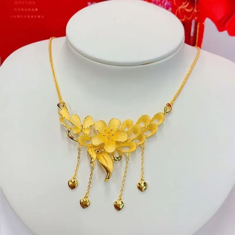 

Медное позолоченное массивное ожерелье с цветком сливы, свадебный дизайн с цветочными петлями, Новое поступление, модное универсальное для женщин, подарок