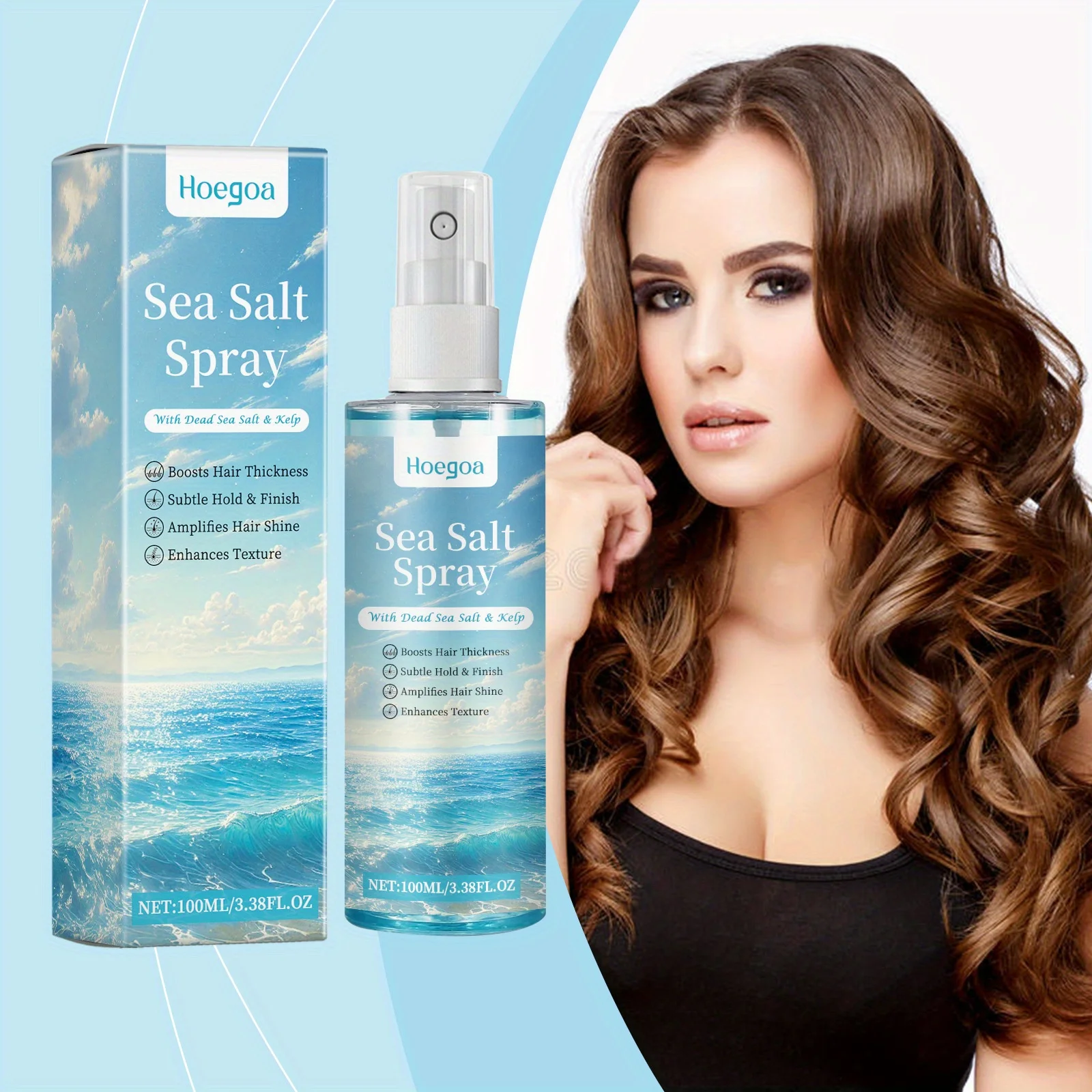 

Sea Salt Micro Curling Styling Spray Hair Moisturizing and Refreshing Curling Styling Care Long-lasting Styling spray.