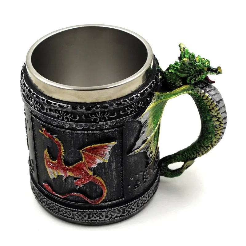 Medieval Got Dragon Beer Mugs Steins Viking Tankard Mug Stainless Coffee Mug Dragon Collector Themed Party Decoratio Cups