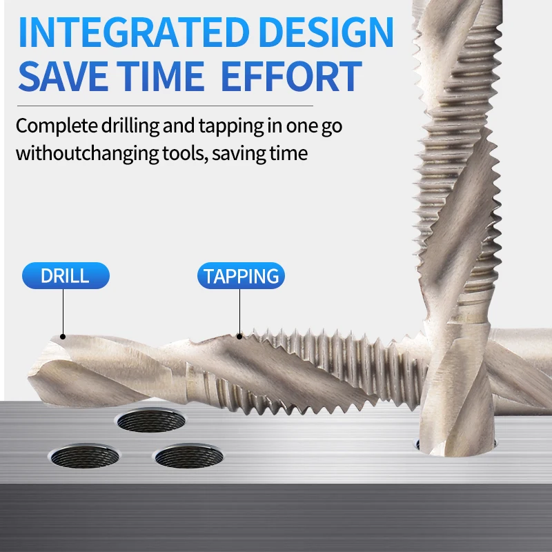 UT TAP 1 قطعة HSSE-M35 عرافة عرقوب M3-M10 مركب الحنفية سداسية الحفر والحنفية آلة الصنبور المتكاملة مع ثقب الشطب أداة