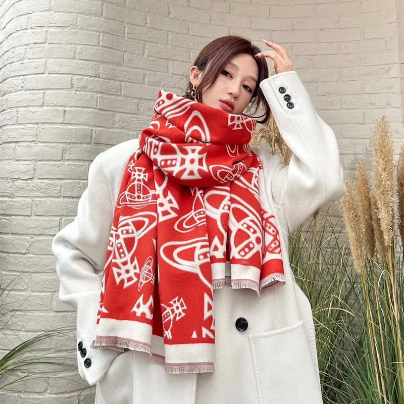 Shawl Thickened Warm Scarf Women's Winter Korean Version Versatile Premium Neck Protection Scarf Dual-purpose Star Walk