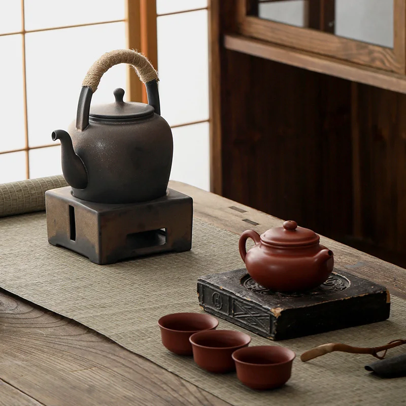 Japanese Style Handmade Clay Tea Brewing Pot Zen Charcoal Stove Candle Warm Tea Stove Porcelain Kung Fu Tea Set Mini Set Teapot