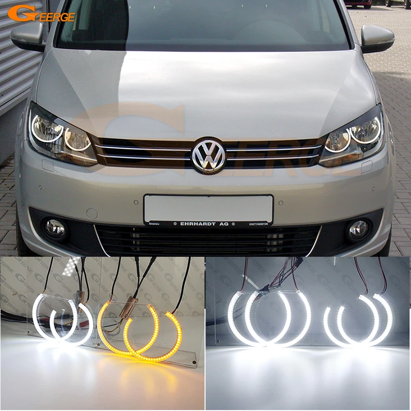 For Volkswagen VW Touran 1T3 2010 2011 2012 2013 2014 2015 Ultra Bright Day Light Turn Signal LED Angel Eyes Kit Halo Rings