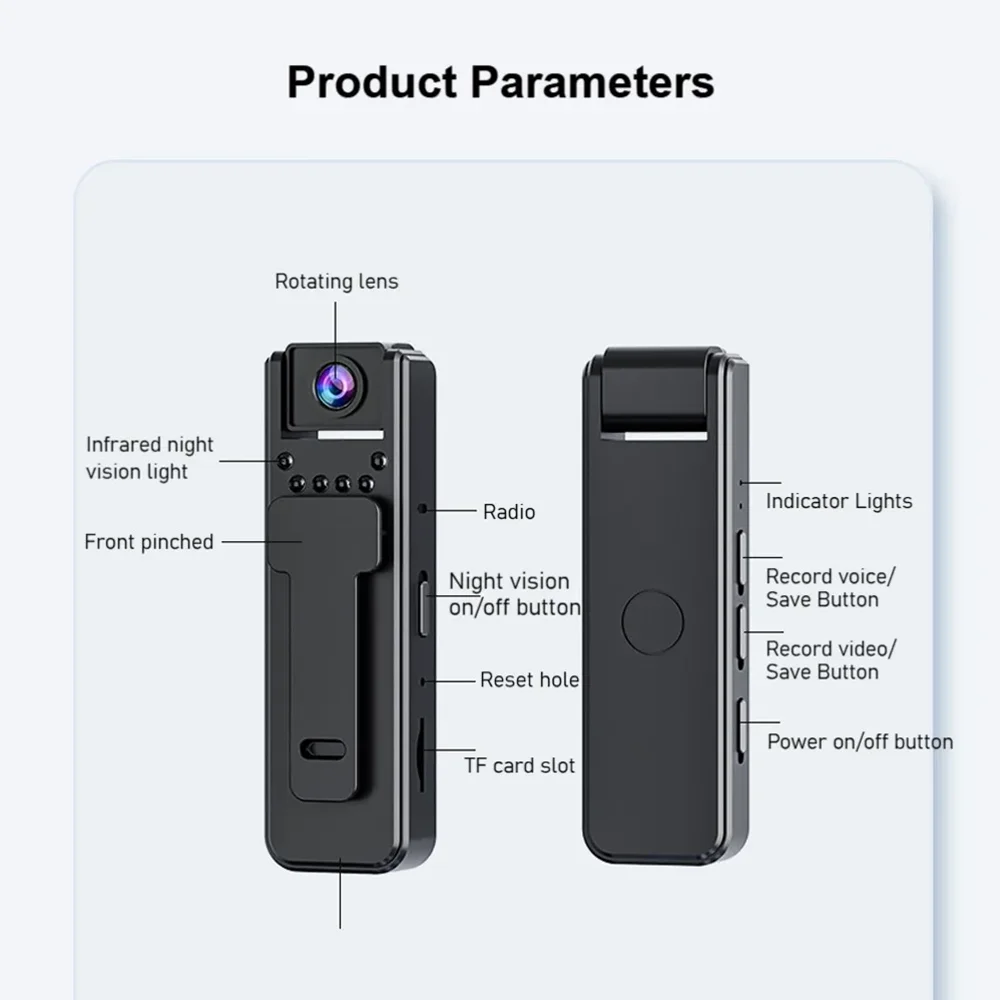 A8 HD 1080P كاميرا صغيرة محمولة صغيرة كاميرا فيديو رقمية IP مسجل كام الشرطة الأشعة تحت الحمراء للرؤية الليلية كاميرا فيديو مصغرة