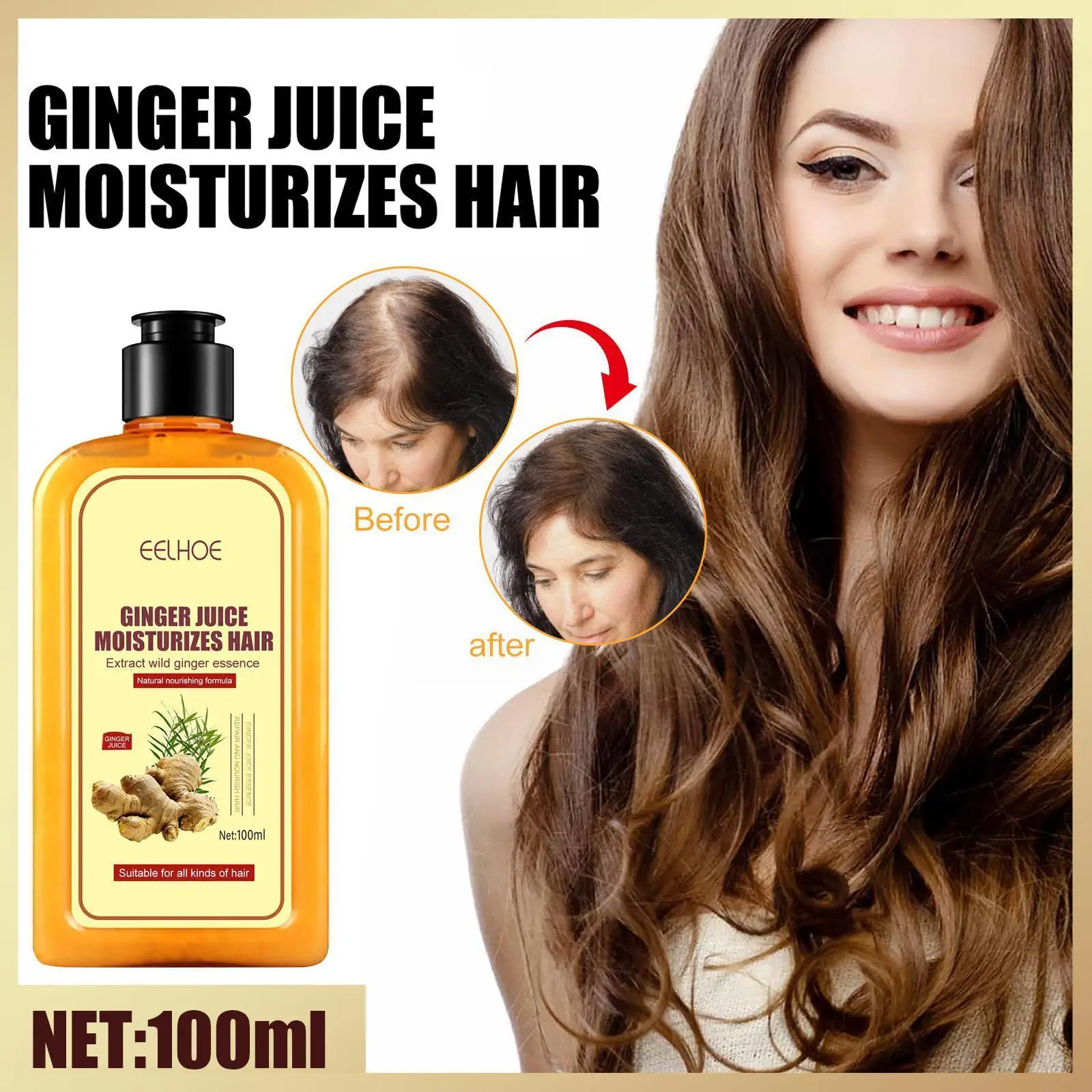 

Ginaday Instant Ginger Hair Regrowth Shampoo Ginger Shampoo For Hair Growth Ginger Hair Care Shampoo, Ginger Anti-Hair Loss A4H0