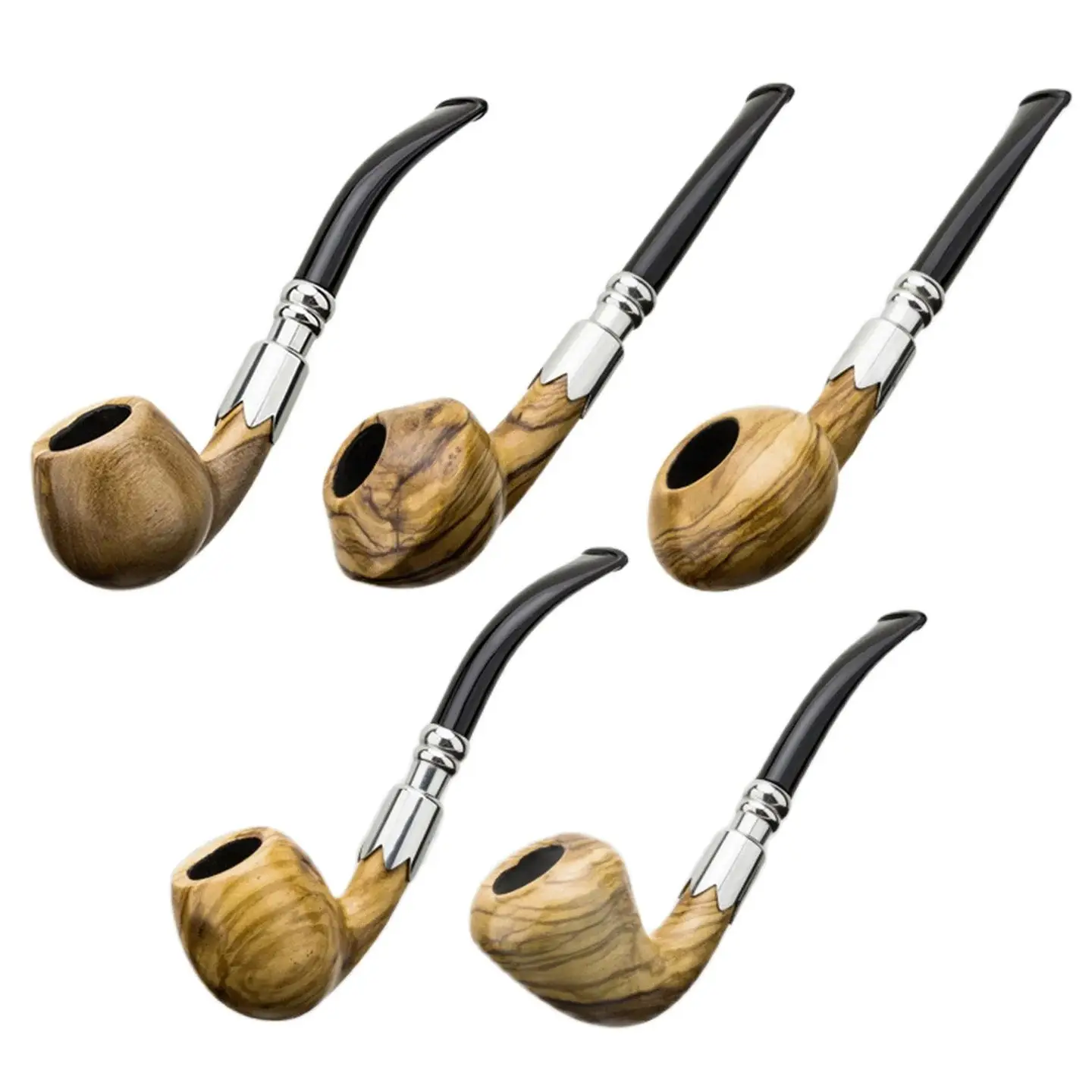 

LUBINSKI Olive Wood Pipe 9mm Filter Cut Tobacco Retro Gentleman Bent Handle Handmade Smoking Pipe With Accessory Father's Gift