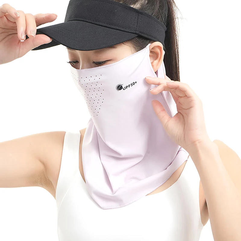 

Sunscreen Veils Female Summer UV Breathable Ice Silk Full Face Covering Mask Riding Scarf Sunshade Hanging Ear Cycling Masks