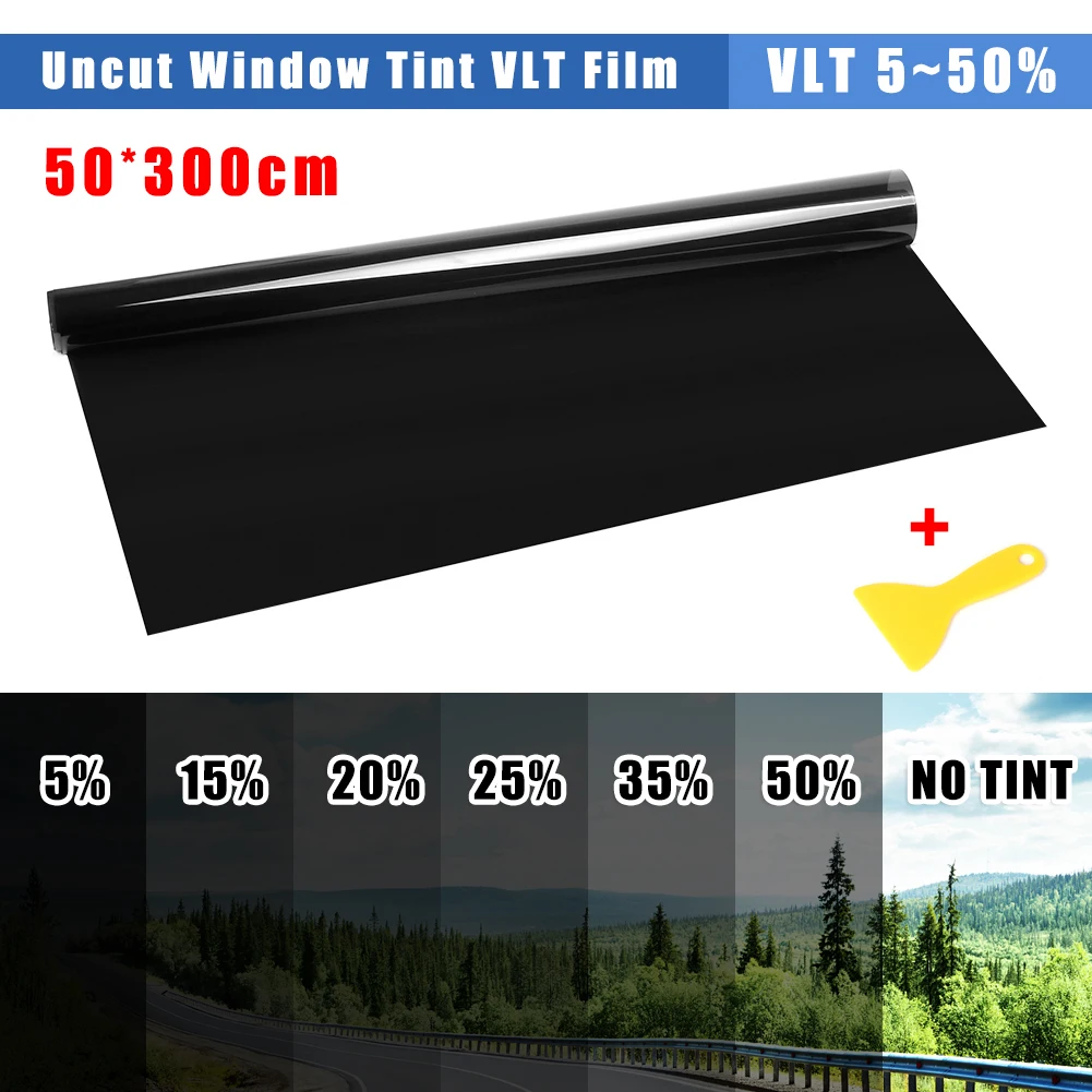 

1Roll 50x300cm Car Window Tint Film Window Privacy Film Heat UV Block Scratch Resistant Film Car Windshield Sun Shade Film