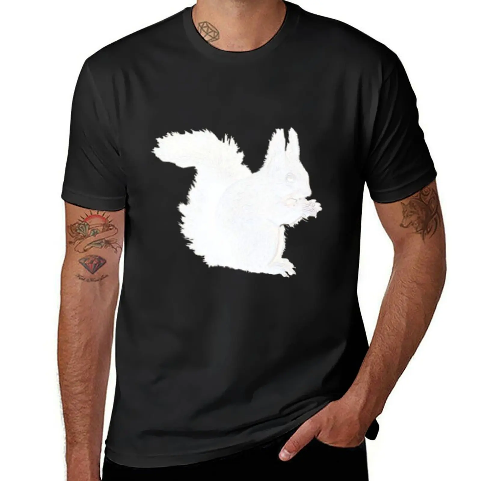 

White squirrel T-Shirt vintage korean fashion summer top cute tops plain t shirts men