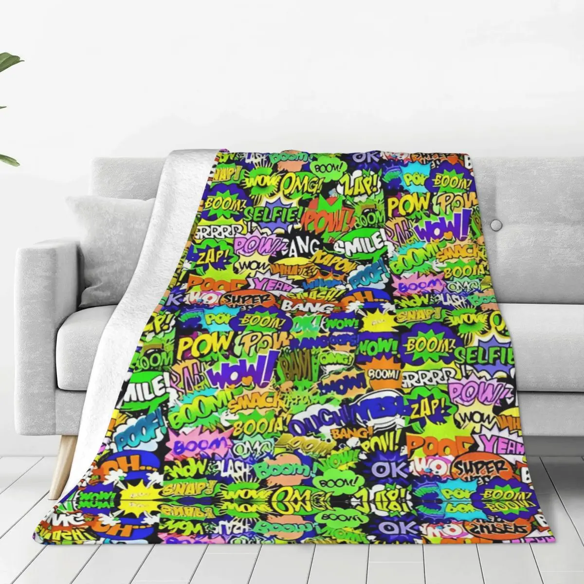 Comic Book Explosion Vintage Graffiti Art Pattern Blanket Quality  Throw Blanket Winter Decorative Living Room Novelty Bedspread