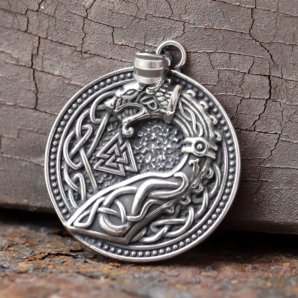 2023 NEUE Viking Nordic Valknut Keltischer Knoten Drache Anhänger Halskette für Männer Edelstahl Vintage Amulett Kette Schmuck Geschenk