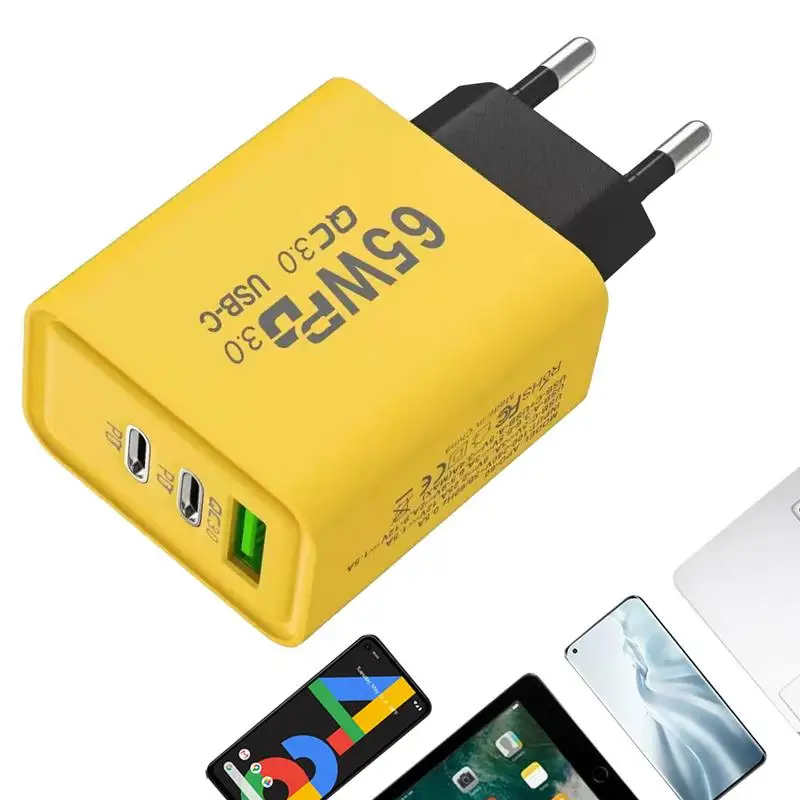 65W USB Power Adapter With 3 Ports 100-240V Multi-Port Charging Phone Station Cell Phone Power Adapter For Vocation