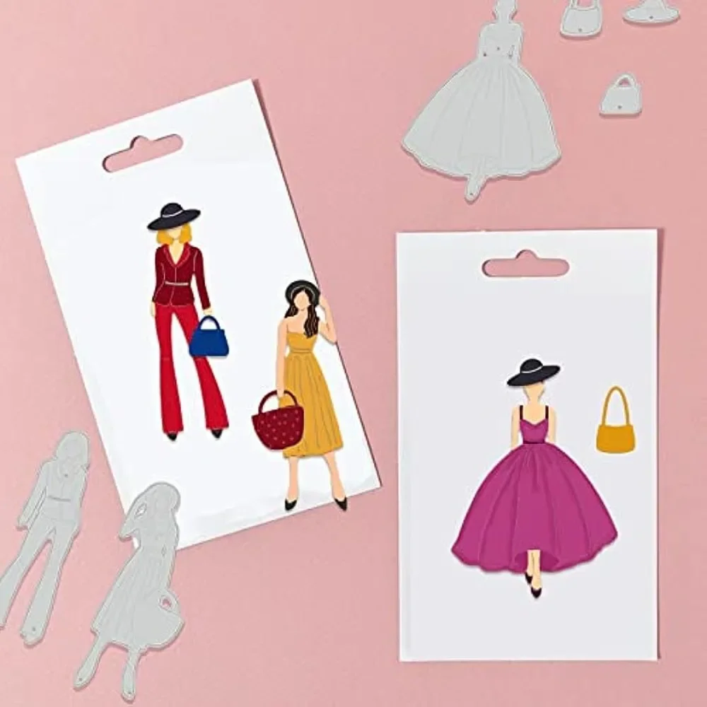 Fashion Woman Die Cut Lady Dress Skirt Woman Fashion Lady Cutting Dies Bag Die Cuts Clothes Dress Die Cuts for Card Scrapbooking