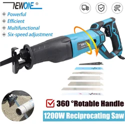 NEWONE 900W/1050W/1200W Multifunctional Reciprocating Saw Six-speed Adjustment Powerful Wood/Metal Cutting Electric Saber Saw