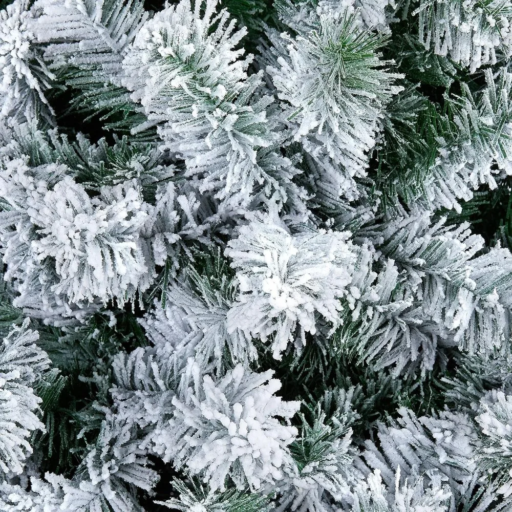 Fausse Épicéa Artificielle à Charnière pour Noël, Arbre Complet Floqué de Neige Premium, Décoration de ix, Maison, Bureau, 7,5 Pieds