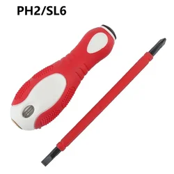 Dual-Purpose Screwdriver Electrical Insulated Screwdriver Bits Slotted Phillips Magnetic Batch Head PH1/SL4 PH1/SL5 PH2/SL6