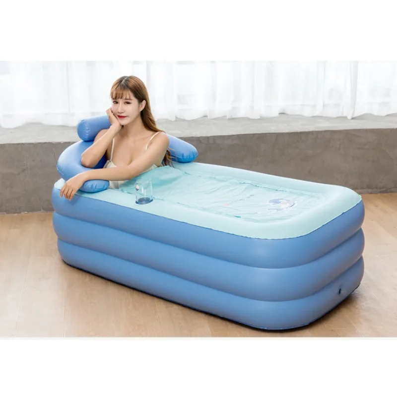 Inflatable Portable Bathtub PVC Inflatable Pool Foldable Spa Bathtub Basin Bathtub for Adults Children Bath