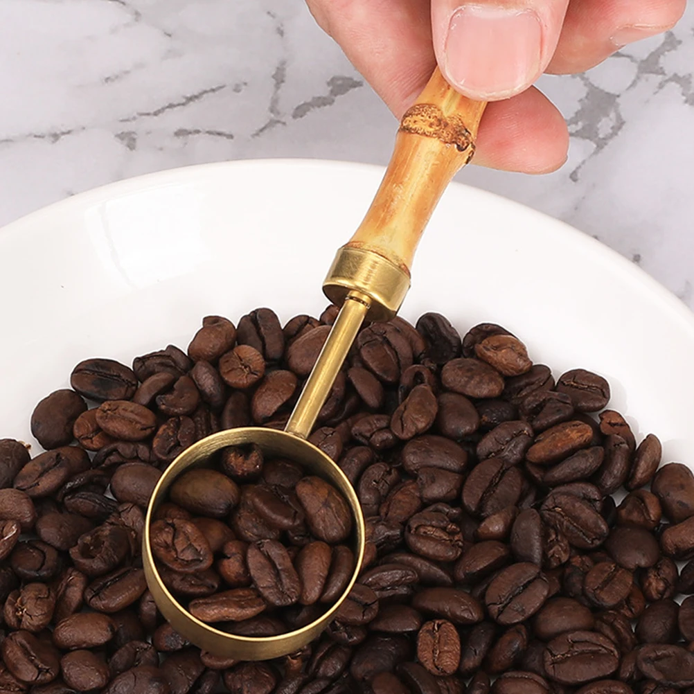 

Stainless Steel Coffee Scoop with Bamboo Handle Measuring Spoon for Kitchen Baking Powder Sugar Salt Flour Spice Daily Use