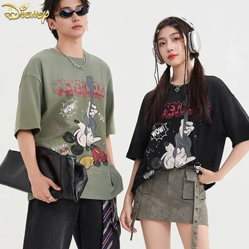 

New Summer Oversized T-Shirt Women‘S Short Sleeve T Shirts Woman Man Loose Clothing Disney Mickey Mouse Print Female Tops O-Neck