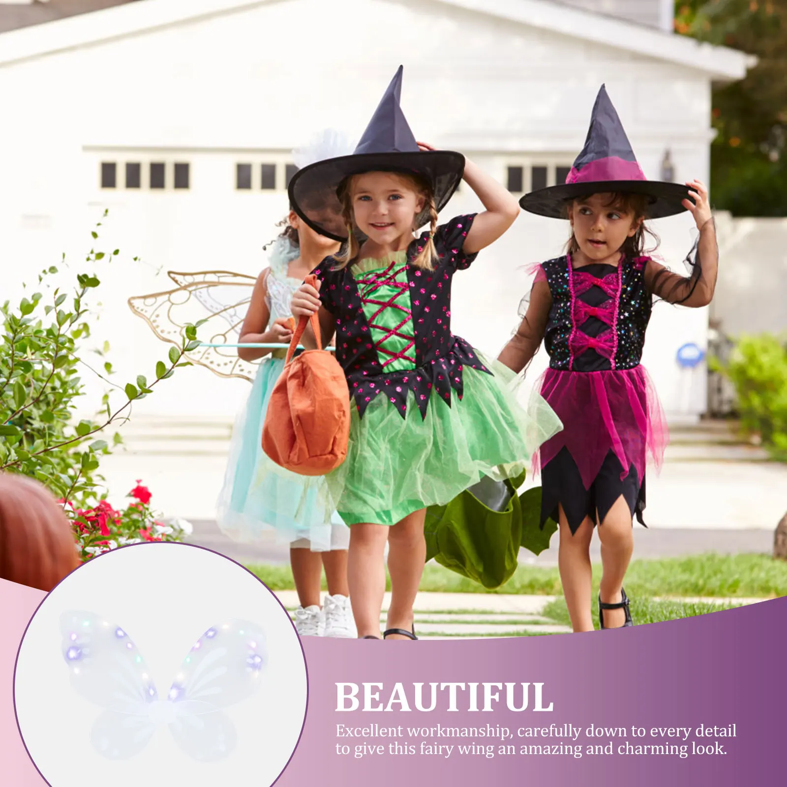 

Glowing Fairy Wear Resistant Wing Prop Kids Costume Accessory Breathable Wear resistant Butterfly Wing Prop for Halloween Stage