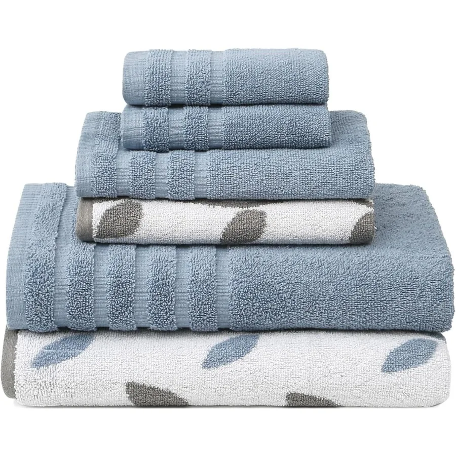 

Organic Vines 6Piece 100 Cotton Towel Set Yarn Dyed Jacquard Solid Ideal for Bathroom and Spa Use Includes 2 Bath Towels 2 Hand