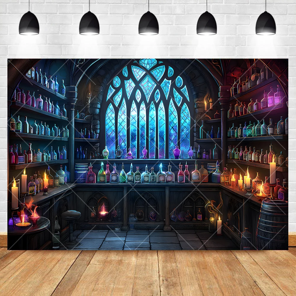 Halloween Theme Purple Laboratory Potions Photography Backdrops Custom Family Party Decor Banner Photo Studio Backgrounds Props