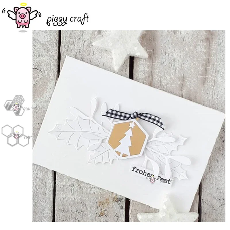 Piggy Craft metal cutting dies cut die mold Christmas Hexagon frame Scrapbook paper craft knife mould blade punch stencils dies