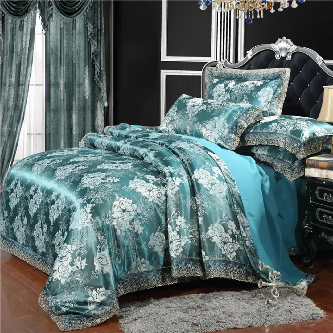 

Luxury Flower Duvet Cover Set Nordic Satin Jacquard Bedding Set Twin Queen King Double Comforter cover set for home and decor