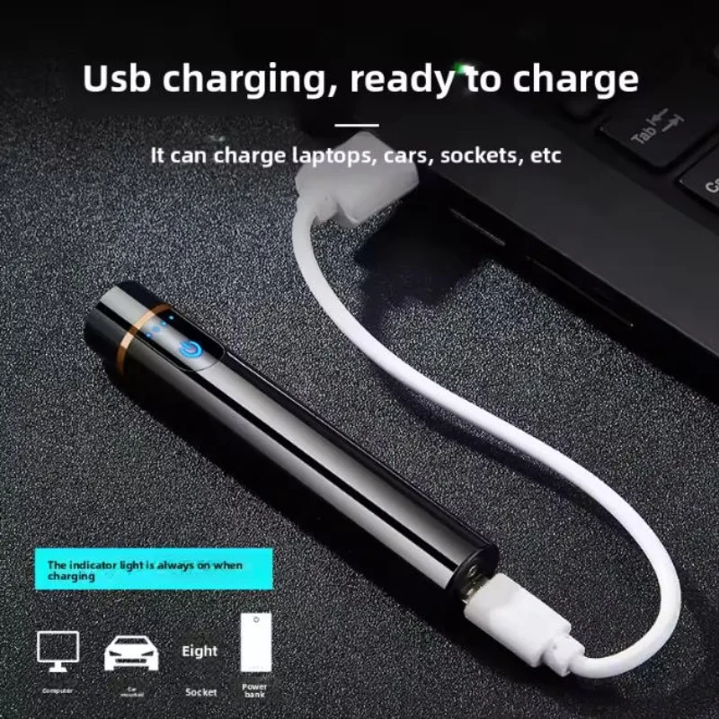 Mini Circular LCD Sensor Metal Windproof Cigarette Lighter Rechargeable USB Type Electric Cool Gadgets Cigarette-lighter