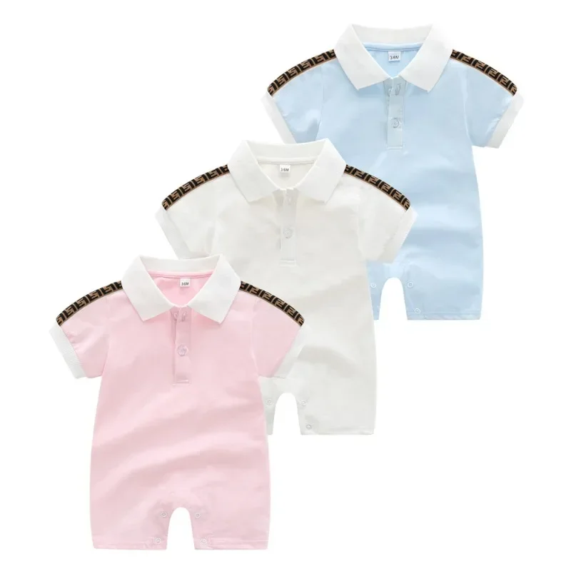 Cotton Summer Thin Newborn Treasure Clothes Baby Jumpsuit 2024 Newborn Crawling Suit Baby Short Sleeved Jumpsuit