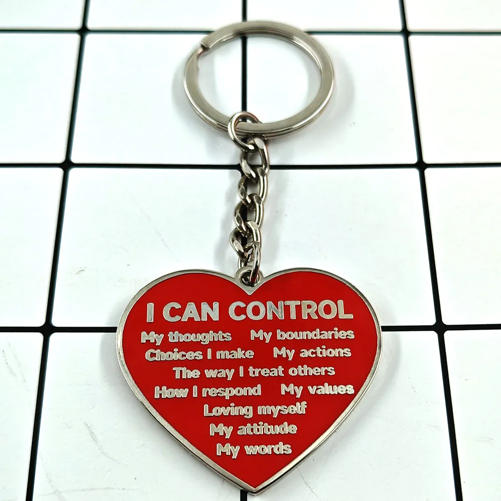 I Can Control and I Cannot Control Keychain Emotion Management Heart-shaped Key Ring Psychology Enthusiast Pendant Bag Accessory