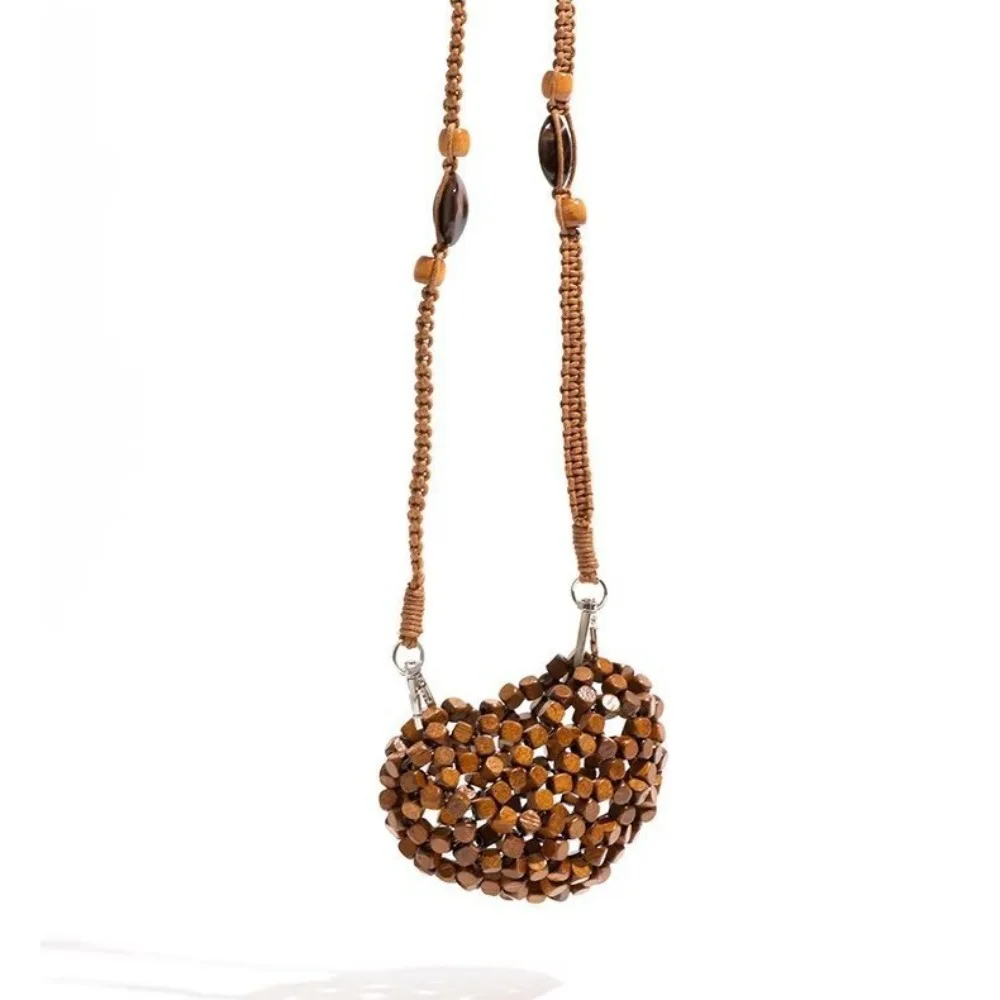 

Mini Wooden Beading Bags for Women Heart Shaped Shoulder Bag Handmade Hollow Crossbody Bag NEW Women Beach Bags Coins Purses