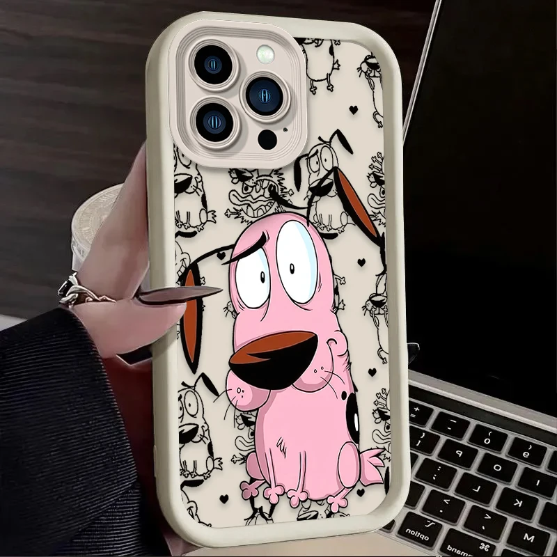 Courages Cowardly Dog Case For iPhone 14 15 16 13 12 11 Pro Max X XS X S Max XR SE 2020 7 8 Plus iphone16 Soft Silicone Funda