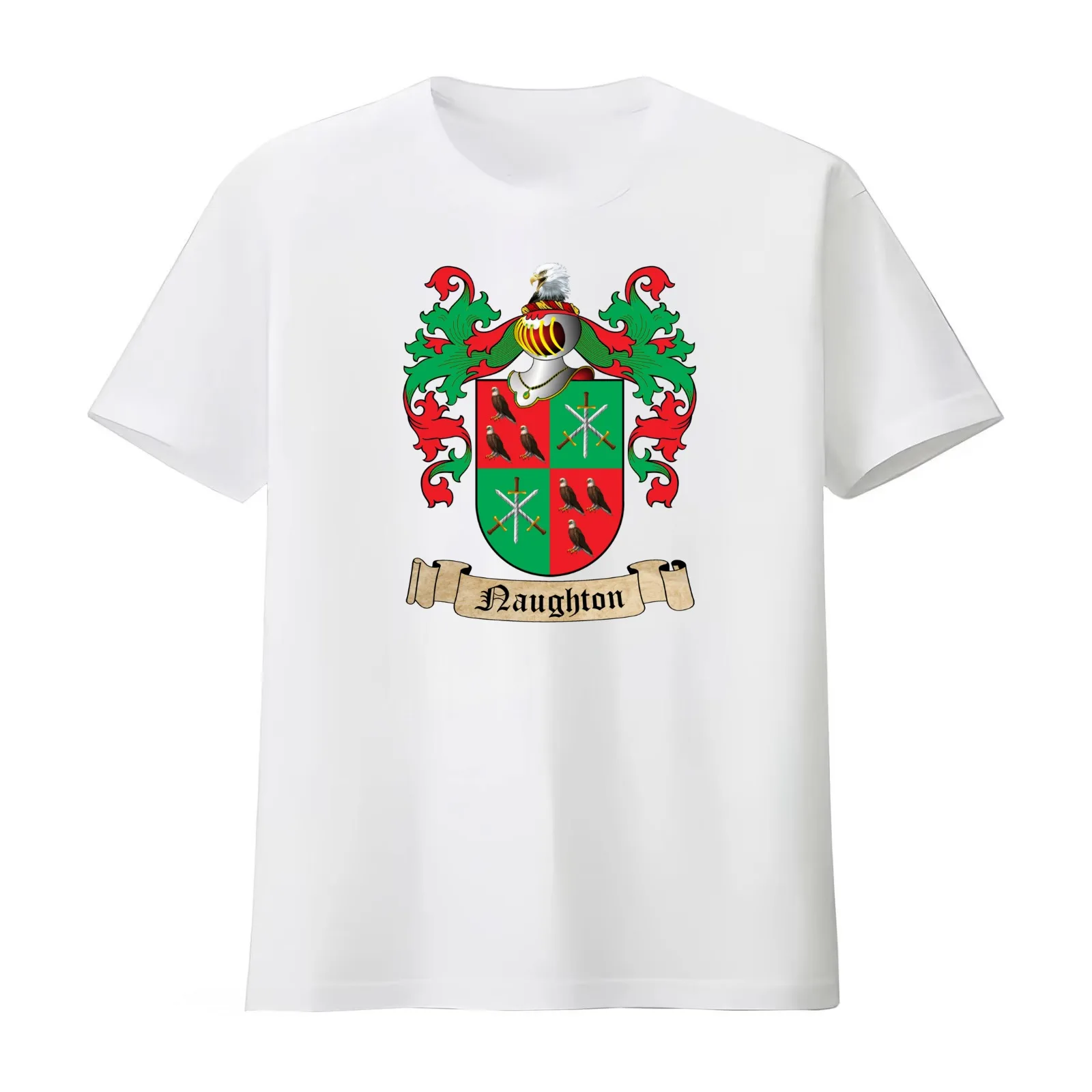 NAUGHTON FAMILY CREST T-Shirt Summer Casual Cotton Tee Oversized Streetwear Tops Vintage Graphic Print Unisex Men Women
