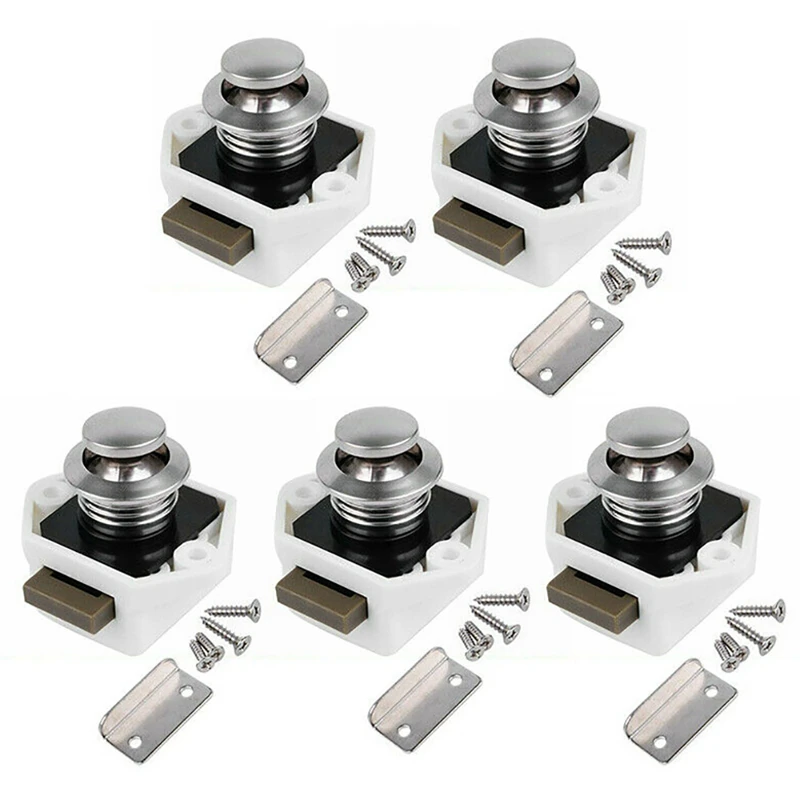 5X Push-Lock Furniture Locks Push-Button Locks For Boat Caravan Motorhome