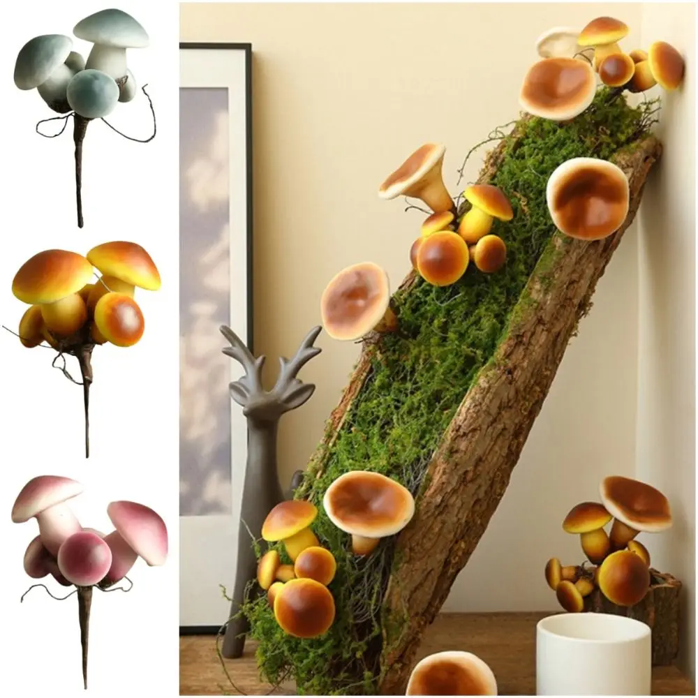 

Realistic Artificial Mushroom Lifelike Cute Fake Mushroom Ornaments No Watering Creative Bonsai Decor Outdoor Garden Decor