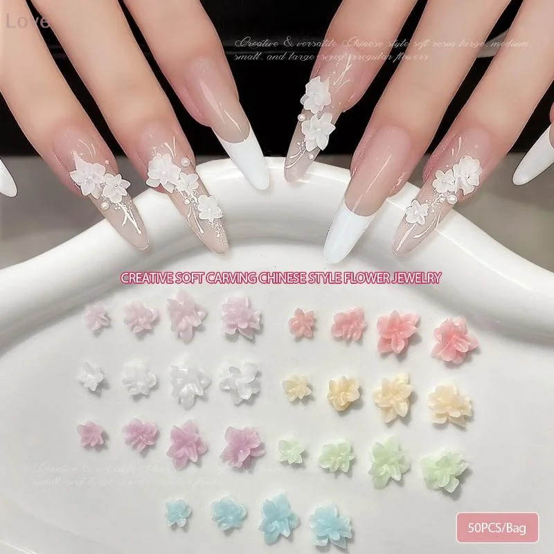 [L & P] حجم مختلط ثلاثية الأبعاد غير النظامية لينة الزهور الراتنج مسمار السحر الملونة زهرة مسمار الفن زينة مسمار الحلي مانيكير الحرف