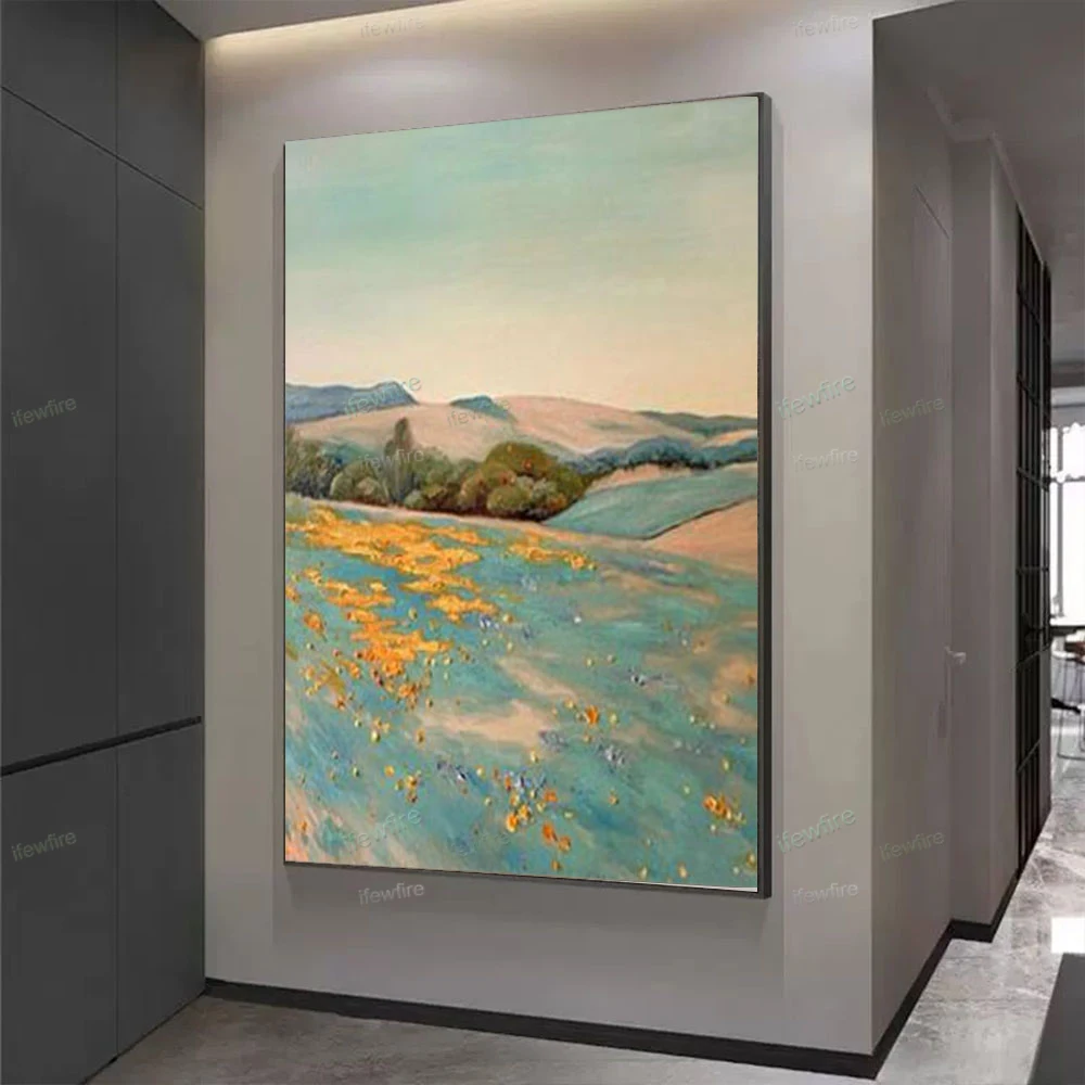 

Mintura Wall Pictures For Living Room Oil Paintings On Canvas Hand Painted Green And Gold Picture Office Decor Wall Art No Frame