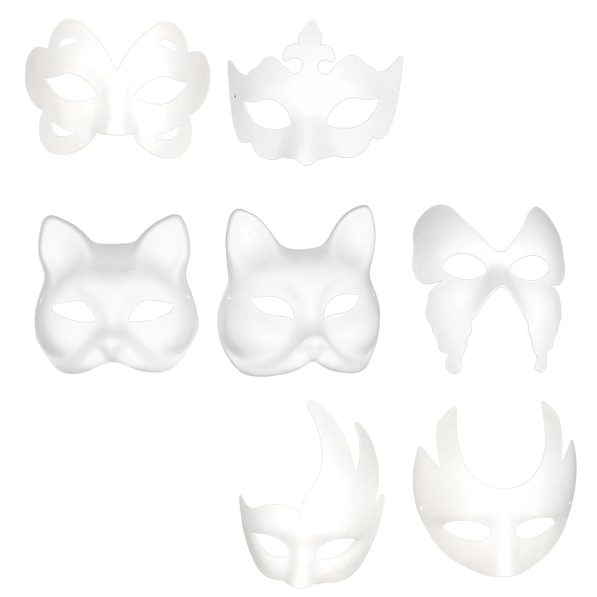 

7pcs Children Graffiti Mask White Paper DIY Masks For Kids Adults EcoFriendly Pulp Material Face Mask Easy To Color Multiple