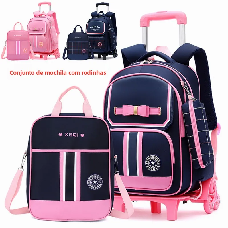 子供用バックパック-スクールバッグ-小学生-デュアルショルダーバッグ-負荷軽減-プルロッドバッグ-男女兼用-3年生