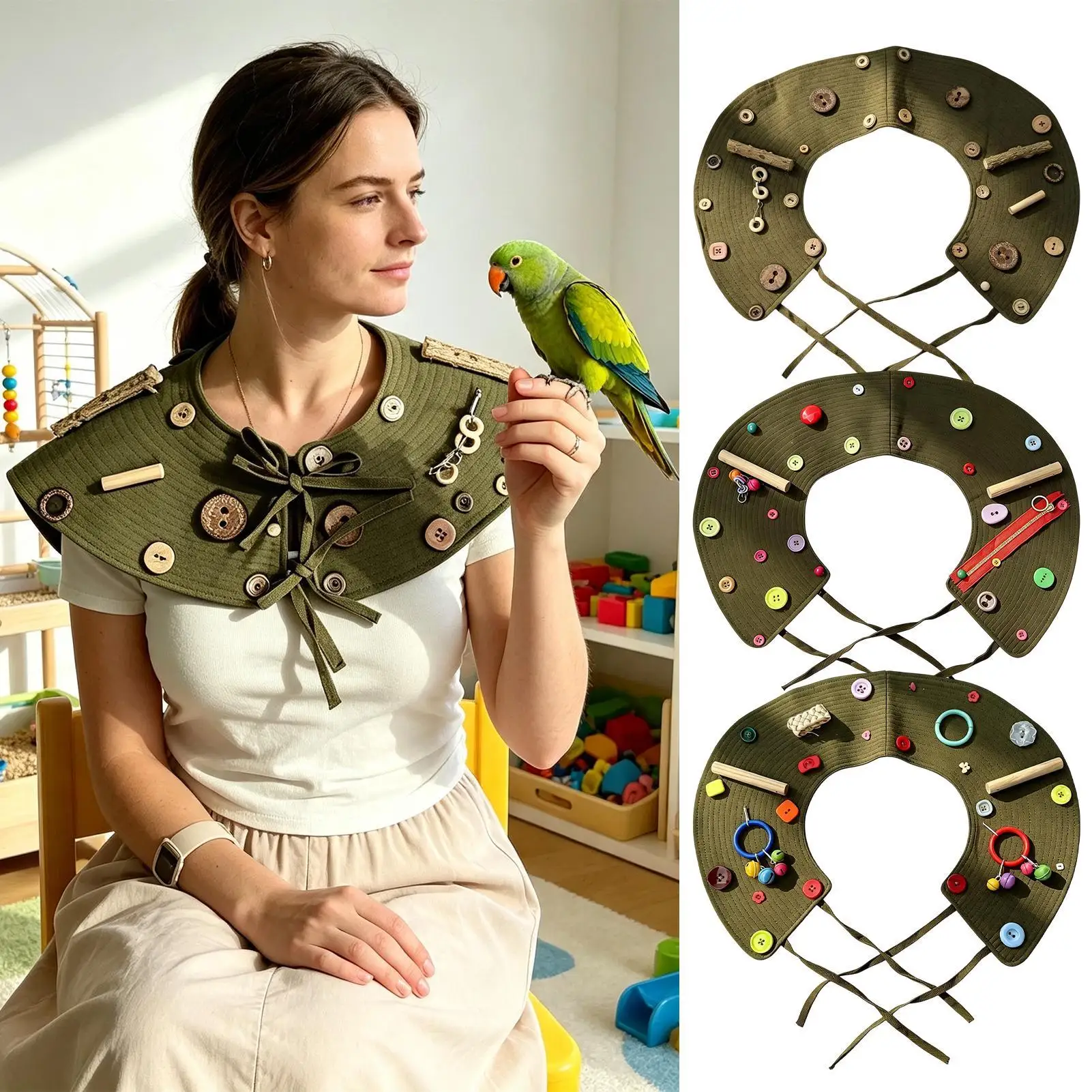 Parrot Shoulder Protector Anti-Scratch Anti-Bite Reusable Shawl Bird Poop Shoulder Pad Diaper For Finch Lovebird Conure Parakeet