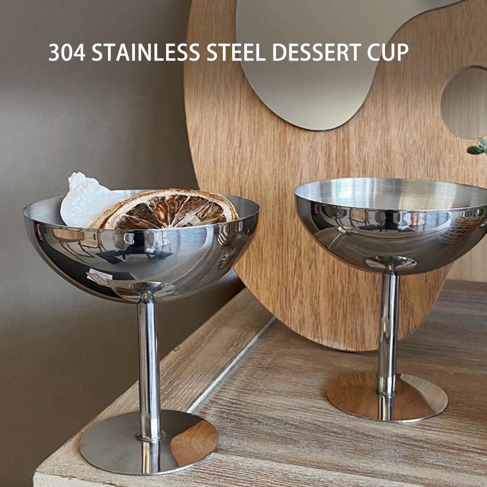 Ice Cream Goblet Stainless Steel Food Grade Dishwasher Safe Stable Champagne Goblet for Party Family Bar Cafe