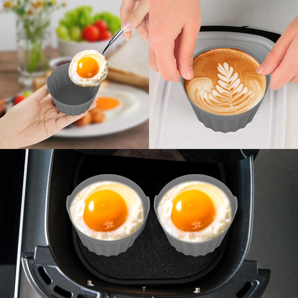 3pcs/set Air Fryer Accessories Baking Cup Silicone Baking Plate Baking Cake Egg Tart Mold Home Kitchen DIY Baking Supplies